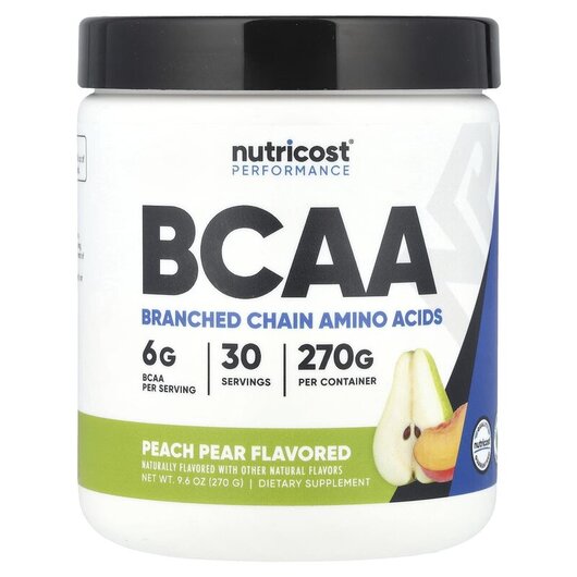 Основное фото товара Nutricost, БЦАА, Performance BCAA Peach Pear, 270 г