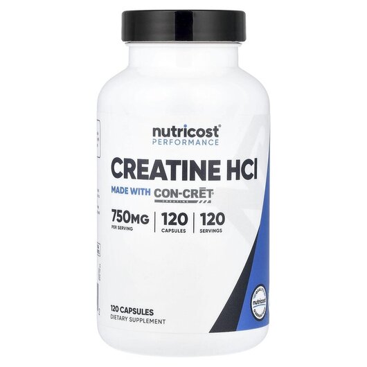 Основное фото товара Nutricost, Креатин, Performance Creatine HCl 750 mg, 120 капсул