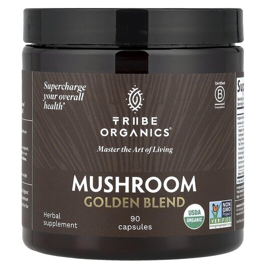 Основное фото товара Tribe Organics, Грибы, Mushroom Golden Blend, 90 капсул