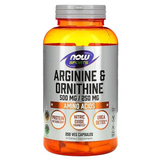 Основное фото товара NOW Foods, L-Аргинин, Arginine Ornithine, 200 капсул