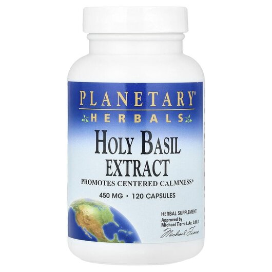 Основне фото товару Planetary Herbals, Holy Basil Extract 450 mg, Базилік, 120 капсул