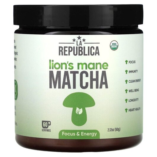 Основне фото товару Lion's Mane Matcha Основне фото товару LA Republica, Lion's Mane Matcha, Гриби Левова Грива, 60 г