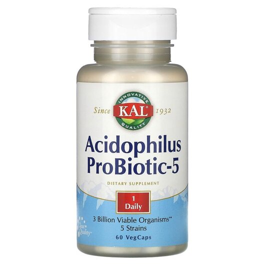 Основное фото товара Acidophilus ProBiotic-5 Основное фото товара KAL, Лактобактерии Ацидофилус, Acidophilus ProBiotic-5, 60 капсул