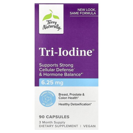 Основне фото товару Terry Naturally, Tri-Iodine 6.25 mg, Йод 625 мг, 90 капсул