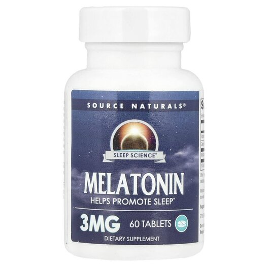 Основне фото товару Source Naturals, Melatonin 3 mg, Мелатонін, 60 таблеток