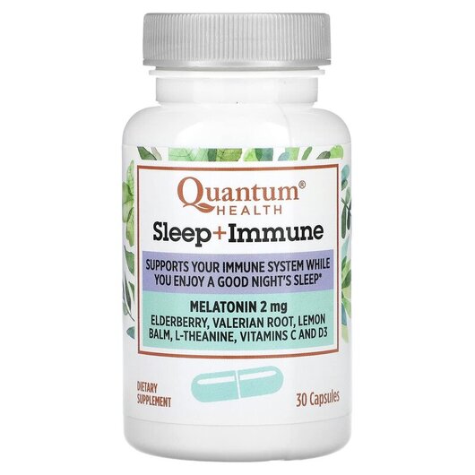 Основне фото товару Quantum Health, Melatonin Sleep + Immune, Мелатонін, 30 капсул