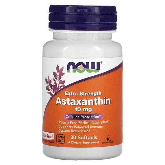 Основне фото товару NOW Foods, Extra Strength Astaxanthin 10 mg, Астаксантин, 30 капс