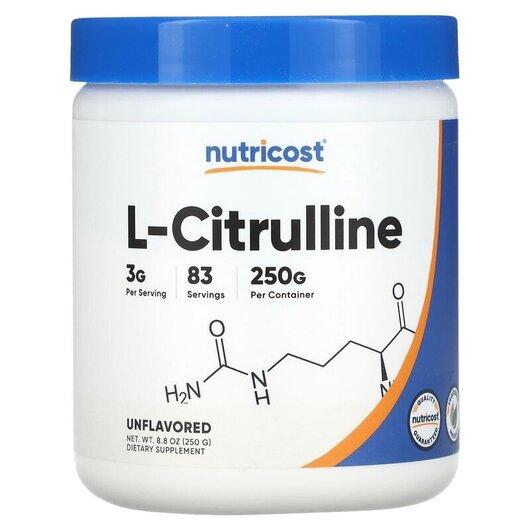 Основне фото товару L-Citrulline Unflavored Основне фото товару Nutricost, L-Citrulline Unflavored, L-Цитрулін, 250 г
