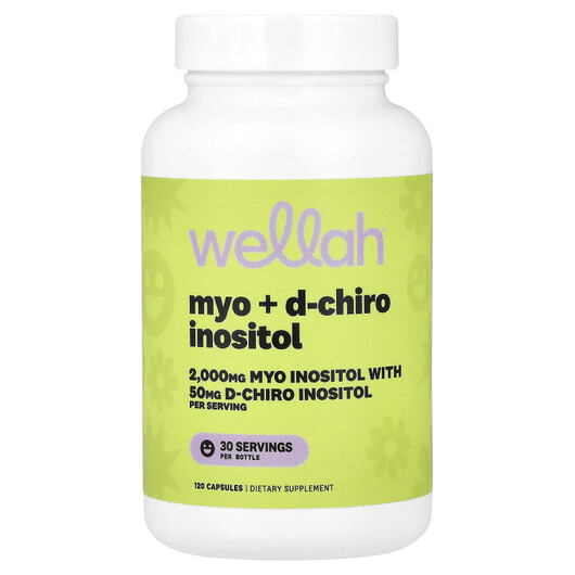 Основне фото товару Wellah, Myo + D-Chiro Inositol, Міо-інозитол, 120 капсул