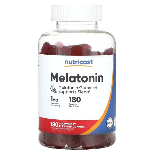 Основное фото товара Melatonin Strawberry 1 mg Основное фото товара Nutricost, Мелатонин, Melatonin Strawberry 1 mg, 180 таблеток