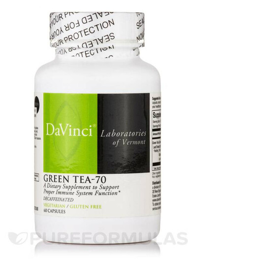 Основне фото товару DaVinci Laboratories, Green Tea-70, Екстракт Зеленого Чаю, 60 кап