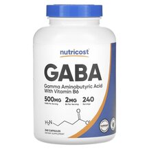 ГАМК GABA With Vitamin B6 500 mg Nutricost 240 капсул