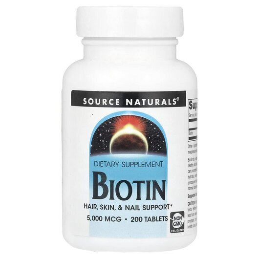 Основное фото товара Biotin 5000 mcg Основное фото товара Source Naturals, Витамин B7 Биотин, Biotin 5000 mcg, 200 таблеток