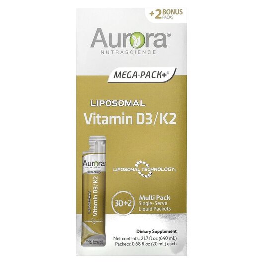Основне фото товару Liposomal Vitamin D3/K2 Основне фото товару Liposomal Vitamin D3/K2, Вітамін D3 Ліпосомальний, 32 шт