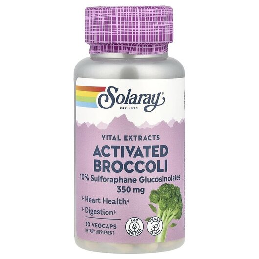 Основное фото товара Activated Broccoli Seed Extract 350 mg Основное фото товара Solaray, Экстракт Брокколи 350 мг, Broccoli Seed 350 mg, 30 капсу