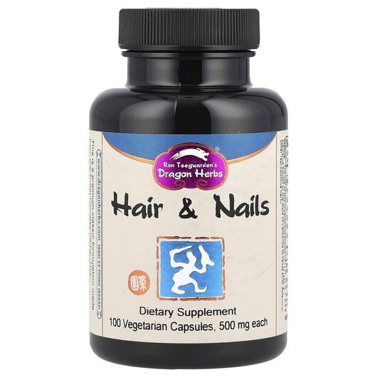 Основне фото товару Hair & Nails 500 mg Основне фото товару Dragon Herbs, Hair & Nails 500 mg, Шкіра нігті волосся, 100 к
