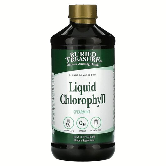 Основне фото товару Liquid Chlorophyll Spearmint Основне фото товару Buried Treasure, Liquid Chlorophyll Spearmint, Хлорофіл, 480 мл