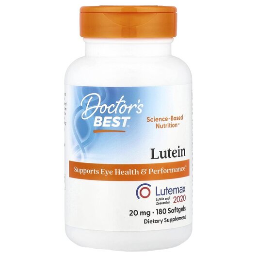 Основное фото товара Lutein 20 mg with Lutemax 2020 Основное фото товара Doctor's Best, Лютеин 20 мг, Lutein with Lutemax, 180 капсул