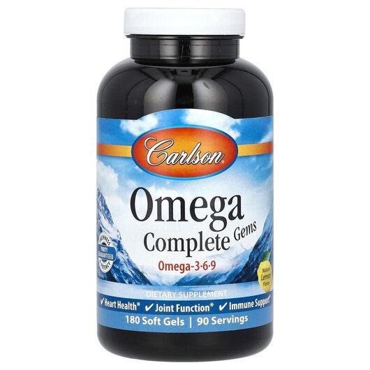 Основне фото товару Carlson, Omega 3-6-9 With Borage Oil, Омега 3 6 9, 180 капсул