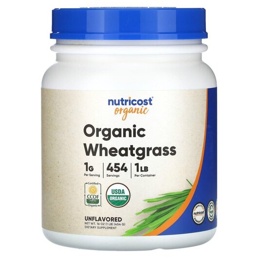 Основне фото товару Organic Wheatgrass Unflavored Основне фото товару Organic Wheatgrass Unflavored, Паростки пшениці Вітграсс, 454 г