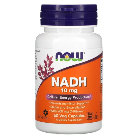 Основне фото товару NADH 10 mg Основне фото товару NOW Foods, NADH 10 mg, NADH 10 мг, 60 капсул