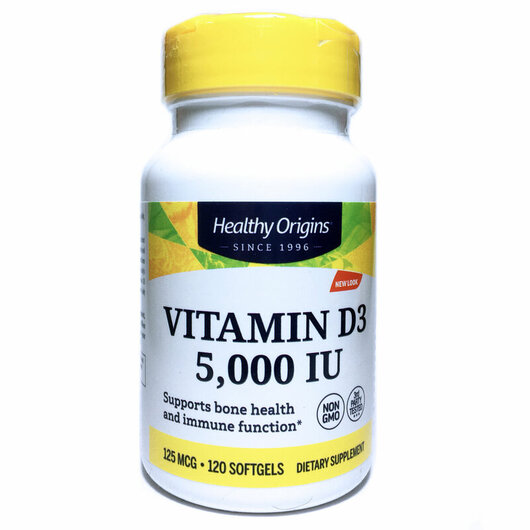 Основное фото товара Vitamin D3 5000 IU Основное фото товара Healthy Origins, Витамин D3 5000 МЕ, Vitamin D3 5000 IU, 120 капс