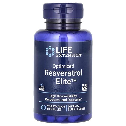 Основне фото товару Optimized Resveratrol Elite Основне фото товару Life Extension, Resveratrol Elite, Ресвератрол, 60 капсул