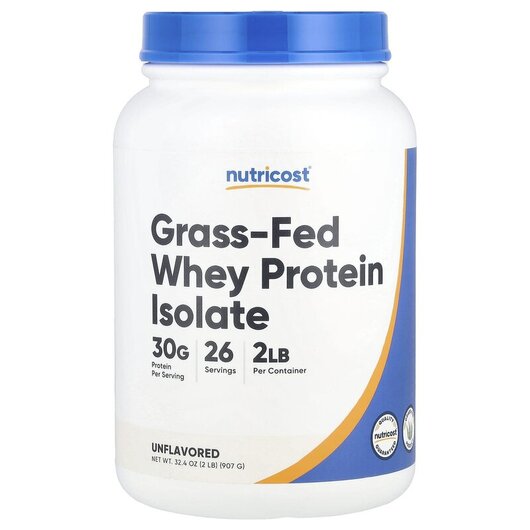 Основное фото товара Grass-Fed Whey Protein Isolate Unflavored Основное фото товара Nutricost, Протеин Изолят, Grass-Fed Whey Protein Isolate, 907 г