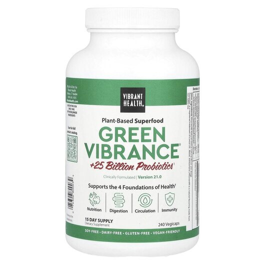 Основное фото товара Vibrant Health, Суперфуд, Green Vibrance, 240 капсул