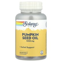 Pumpkin Seed Oil 1000 mg Тыквенное масло Solaray 90 капсул Pumpkin Seed Oil 1000 mg Тыквенное масло Solaray 90 капсул