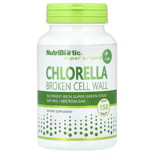 Основное фото товара NutriBiotic, Хлорелла, Chlorella Microalgae 500 mg, 150 таблеток
