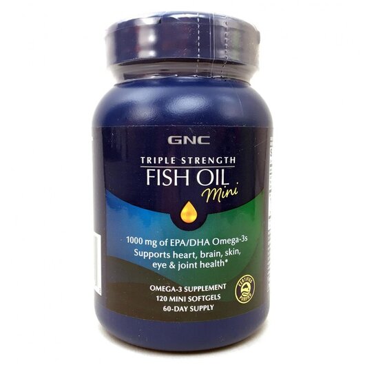 Основное фото товара GNC, Омега 3, Triple Strength Fish Oil Mini, 120 капсул