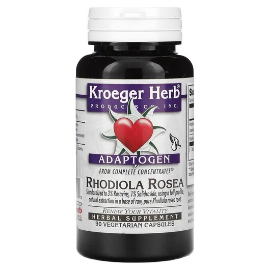 Основне фото товару Kroeger Herb, Adaptogen Rhodiola Rosea, Родіола, 90 капсул
