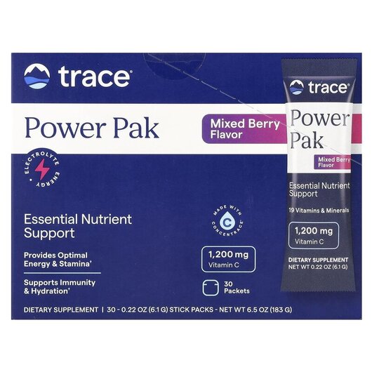Основное фото товара Trace, Электролиты, Electrolyte Stamina PowerPak Mixed Berry, 30 
