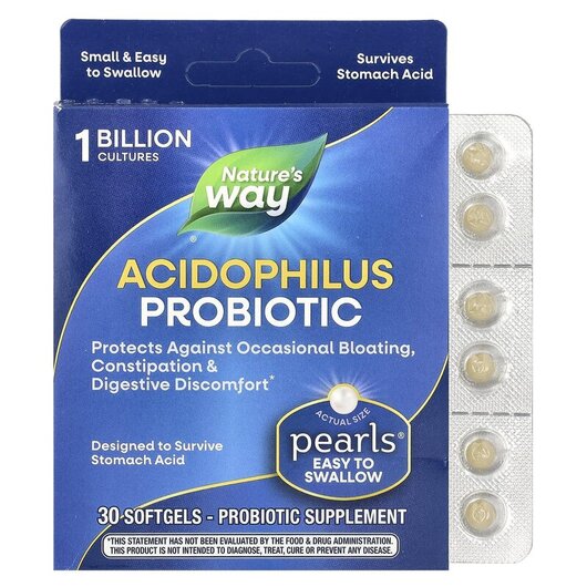 Основне фото товару Probiotic Pearls Acidophilus 1 Billion Основне фото товару Probiotic Pearls Acidophilus 1 Billion, Лактобактерії Ацидофілус,