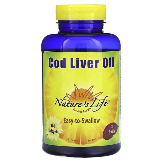 Основное фото товара Natures Life, Масло печени трески, Cod Liver Oil, 180 капсул