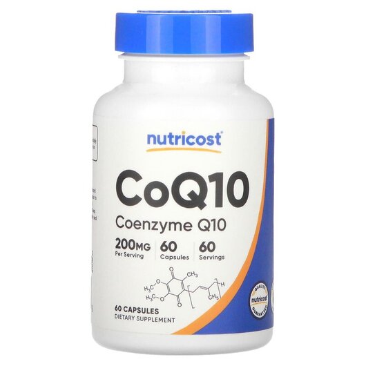 Основне фото товару CoQ10 200 mg Основне фото товару Nutricost, CoQ10 200 mg, Коензим CoQ10, 60 капсул