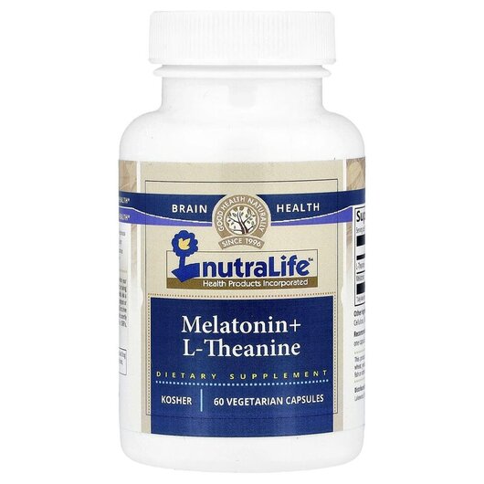 Основне фото товару NutraLife, Melatonin + L-Theanine, Мелатонін, 120 капсул