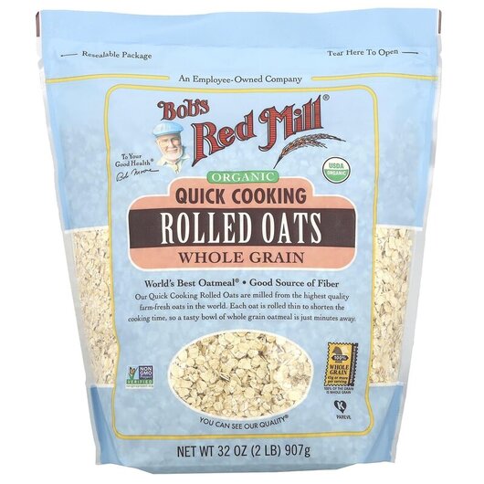 Основное фото товара Овес, Organic Quick Cooking Rolled Oats Whole Grain, 907 г