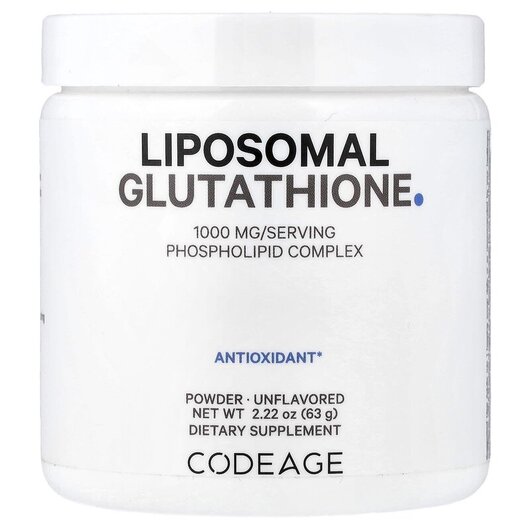 Основное фото товара CodeAge, L-Глутатион, Liposomal Glutathione Powder Unflavored, 63