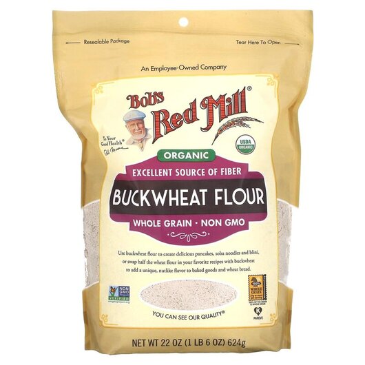 Основне фото товару Bob's Red Mill, Organic Buckwheat Flour Whole Grain, Гречка,
