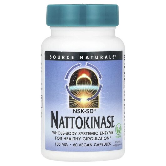 Основне фото товару Source Naturals, Nattokinase 100 mg 60, Наттокіназа 100 мг, 60 ка
