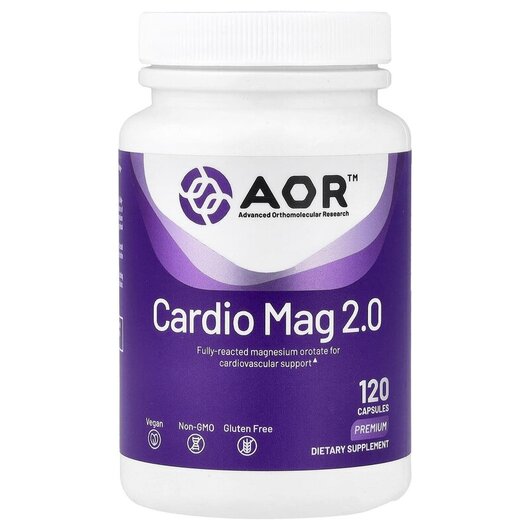 Основне фото товару Cardio Mag 2.0 Основне фото товару AOR, Cardio Mag 2.0, Магній, 120 капсул