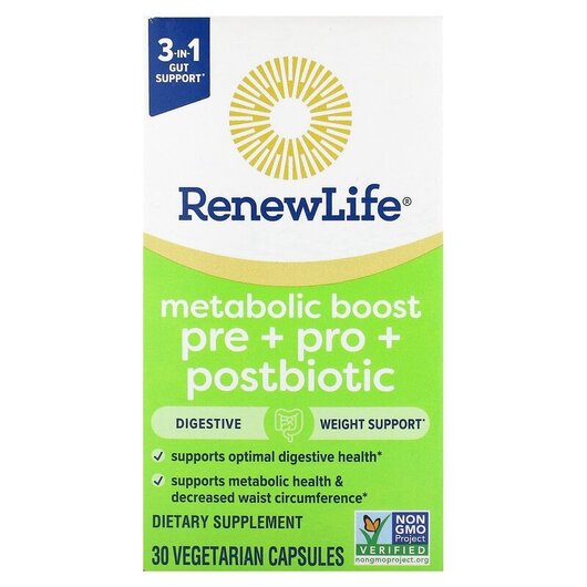 Основне фото товару Metabolic Boost Pre + Pro + Postbiotic, Жироспалювачі, 30 капсул