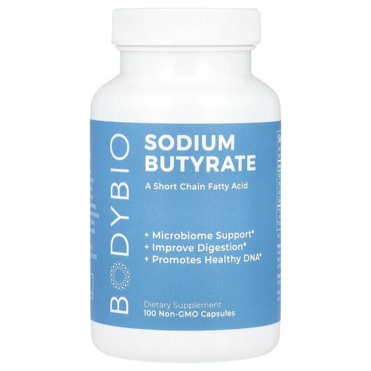 Основне фото товару Sodium Butyrate Основне фото товару BodyBio, Sodium Butyrate, Бутират натрію, 100 капсул