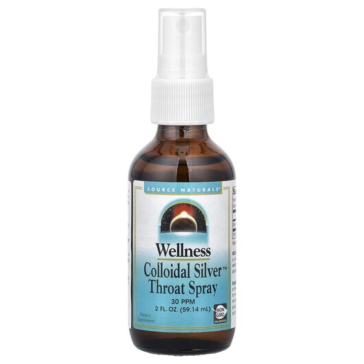 Основне фото товару Wellness Colloidal Silver Throat Spray 30 PPM Основне фото товару Source Naturals, Colloidal Silver, Троат Спрей, 59.14 мл