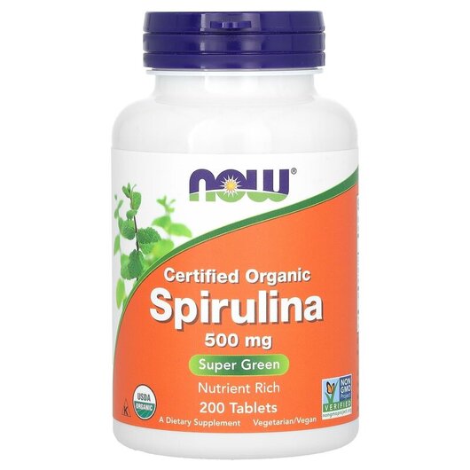 Основное фото товара NOW Foods, Спирулина 500 мг, Spirulina 500 mg, 200 таблеток
