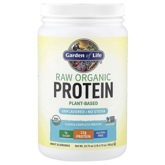 Основне фото товару RAW Organic Protein Organic Plant Formula Unflavored Основне фото товару Garden of Life, RAW Organic Protein, Органічний протеїн, 568 г