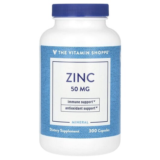 Основное фото товара Zinc 50 mg Основное фото товара TheVitaminShoppe, Цинк, Zinc 50 mg, 300 капсул