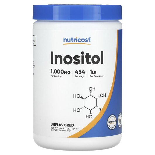 Основное фото товара Inositol Unflavored 1000 mg Основное фото товара Nutricost, Витамин B8 Инозитол, Inositol Unflavored 1000 mg, 454